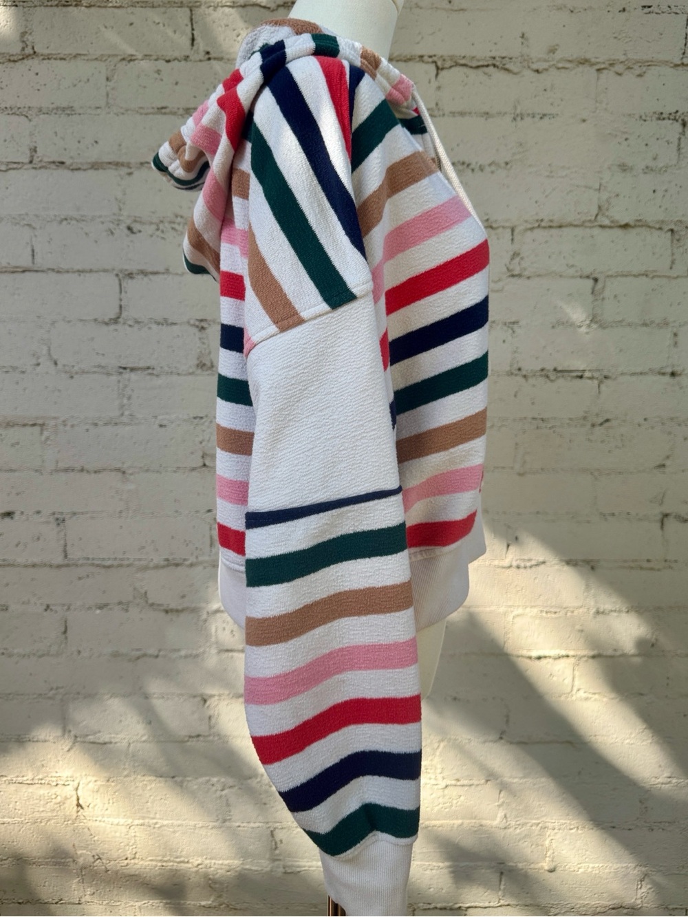aerie Restart Quarter Zip Hoodie Soft Muslin Stripe Size S - Picture 6 of 13